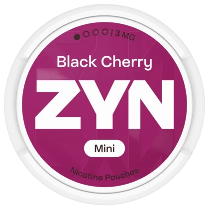 ZYN Black Cherry 3 mg Mini can of nicotine pouches, front view