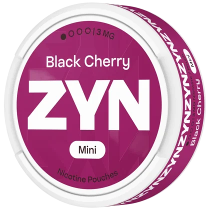 ZYN Black Cherry 3 mg Mini can, angled view