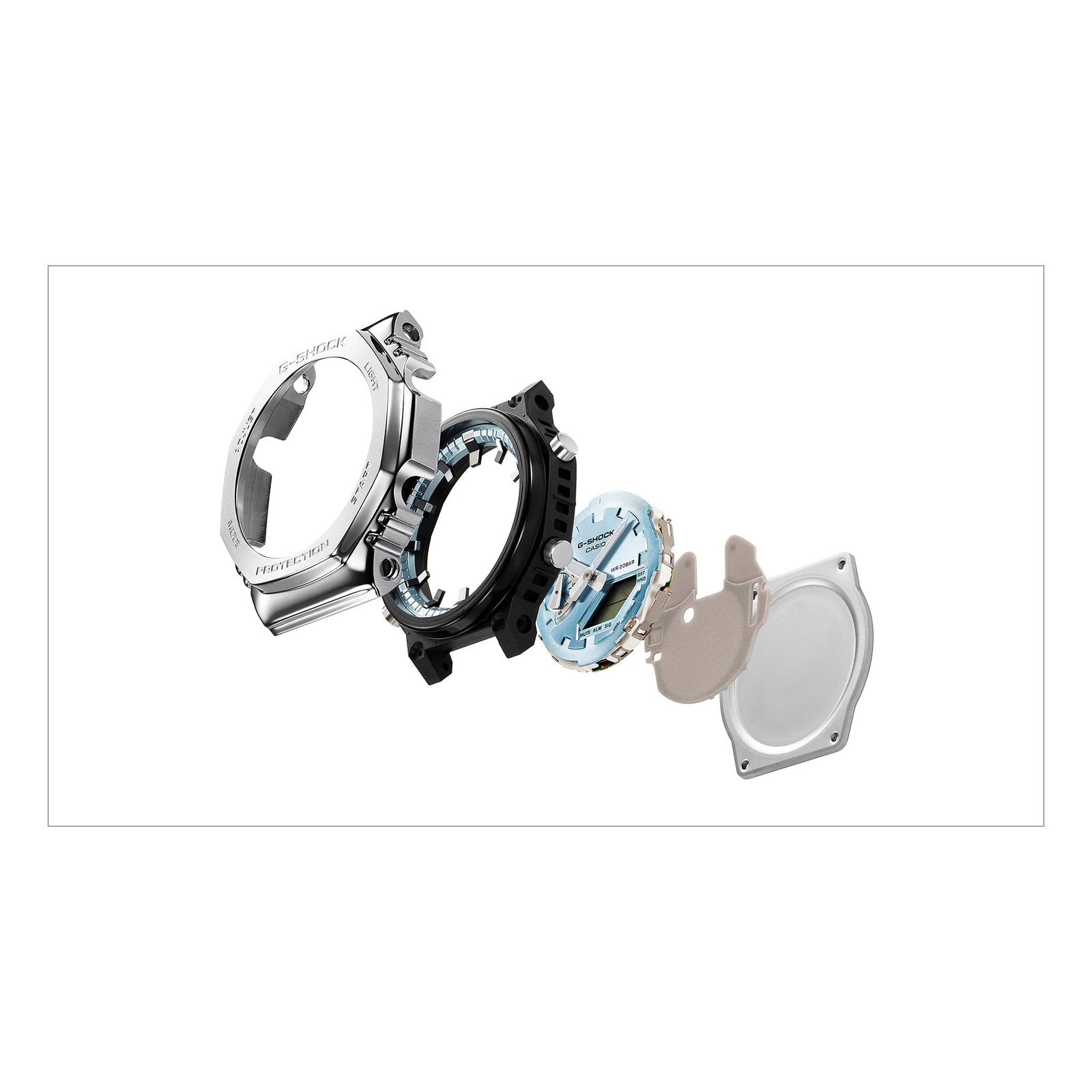 Casio G-Shock GM-2110D-3AJF stainless steel case construction detail