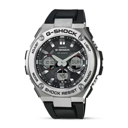 Casio G-Shock GST-S110-1ADR black and silver watch front view