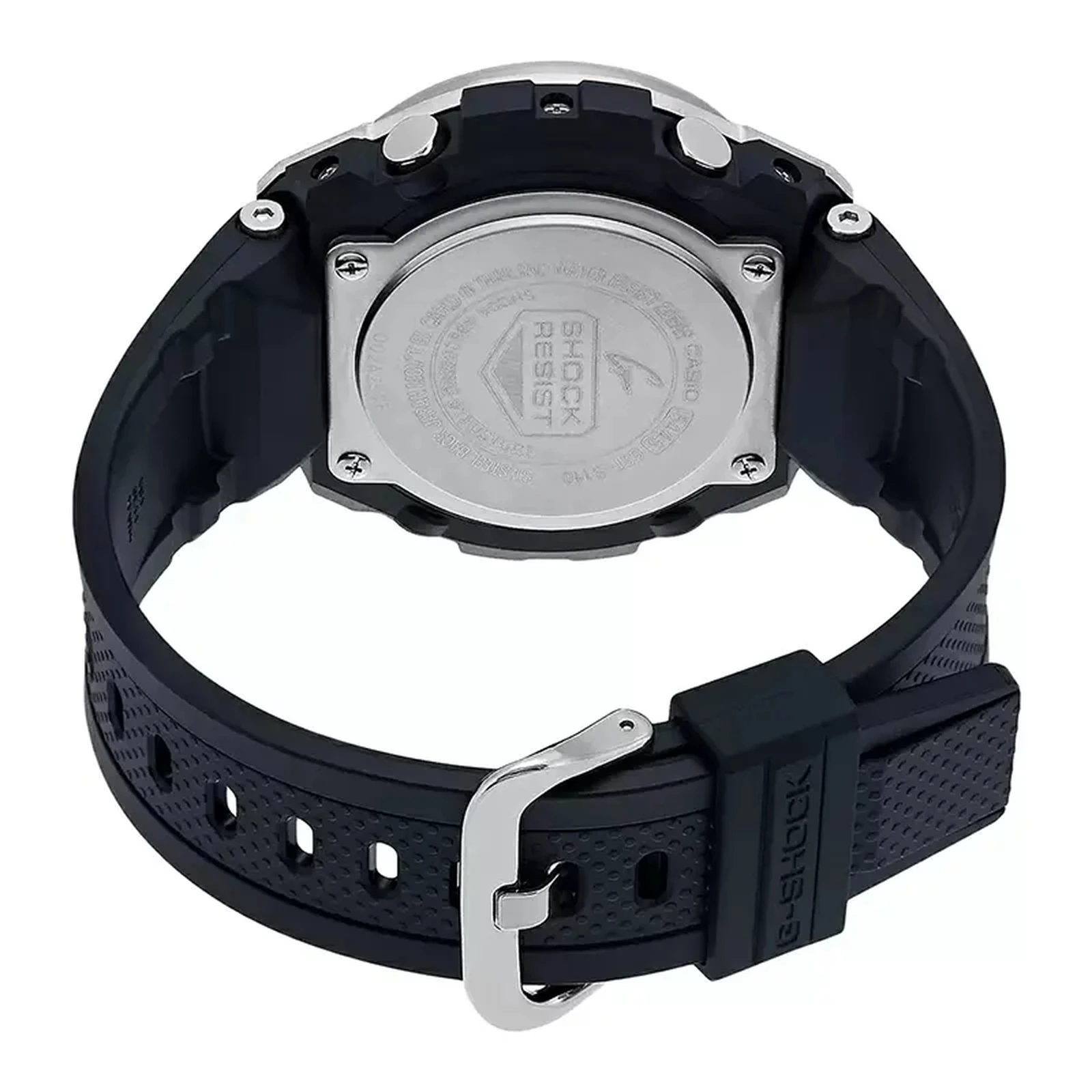 Rear view of Casio G-Shock GST-S110-1ADR black resin strap watch