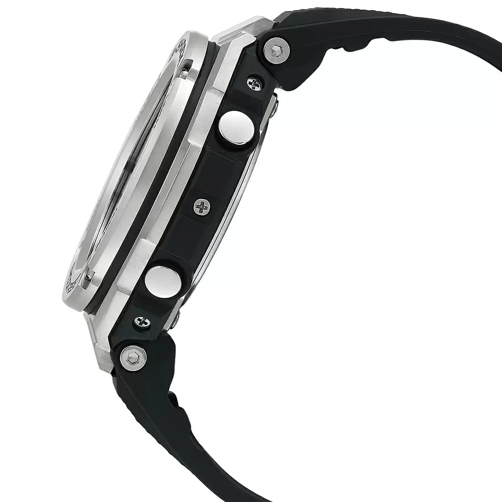 Side profile of Casio G-Shock GST-S110-1ADR stainless steel case