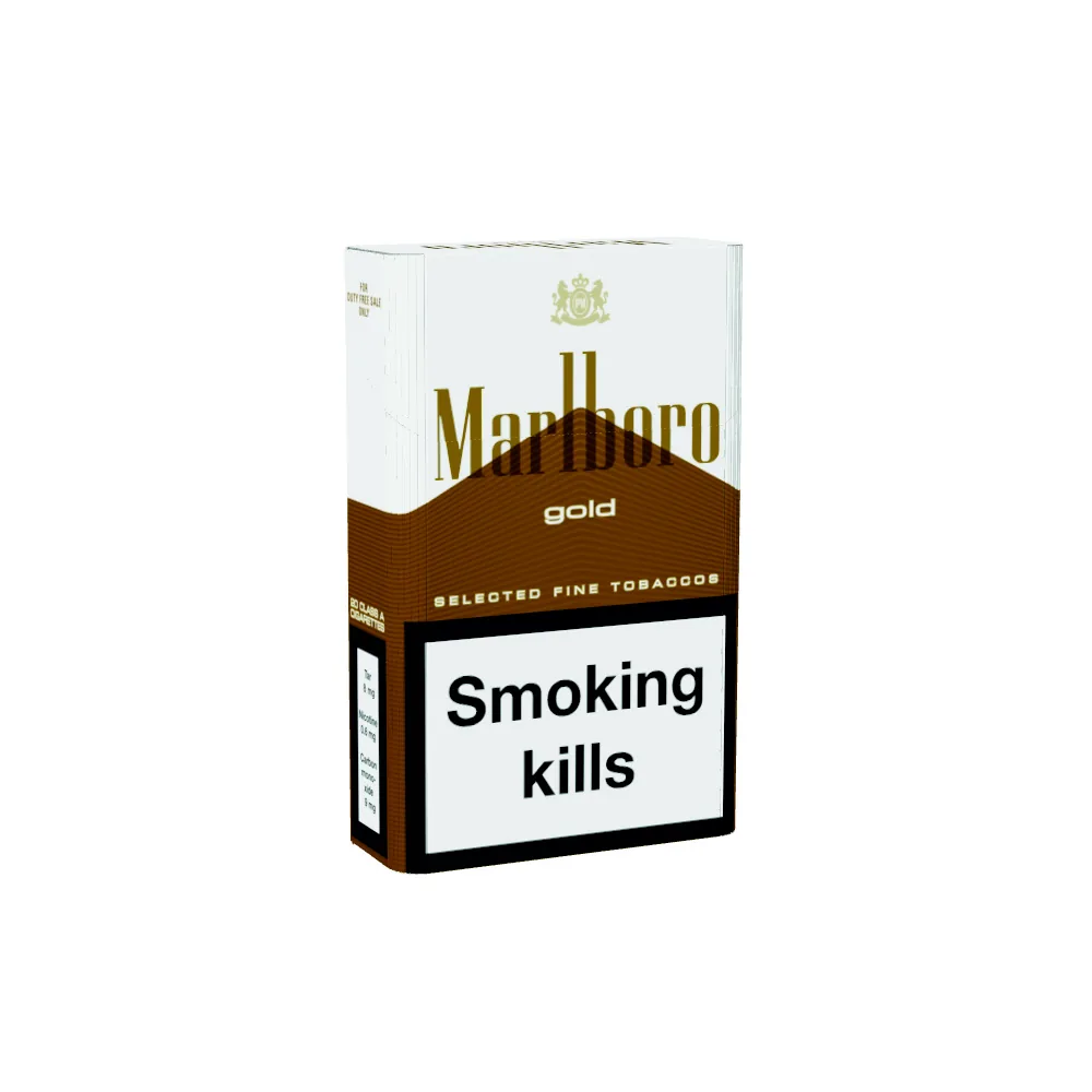 Marlboro Gold pack of 20 cigarettes on a white background