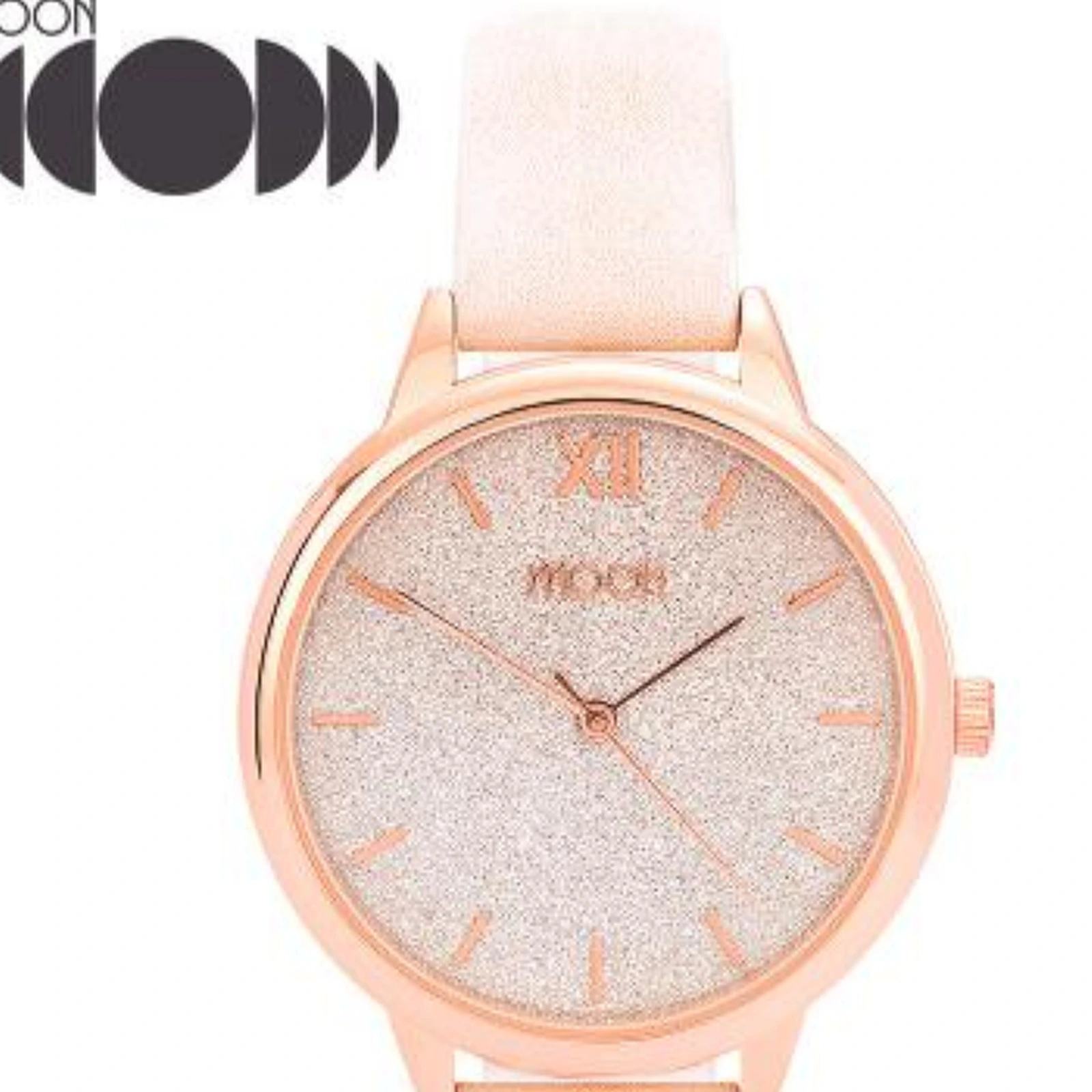 Close-up of Moon Ice Cream Hazy Days glitter dial watch